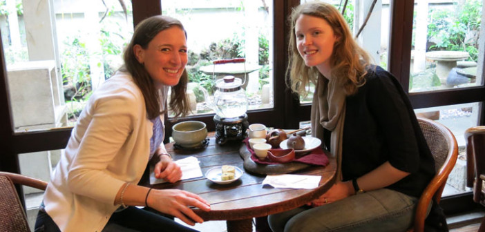 With my cousin Amelia at the Wistaria Tea House enjoying two different pots of tea with traditional pineapple cakes!