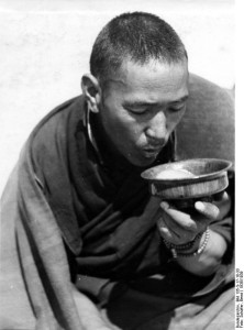monk drinking tea 