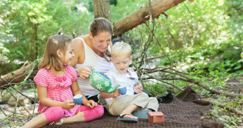 Sharing tea with children