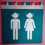 Teapot Headed Restroom Sign